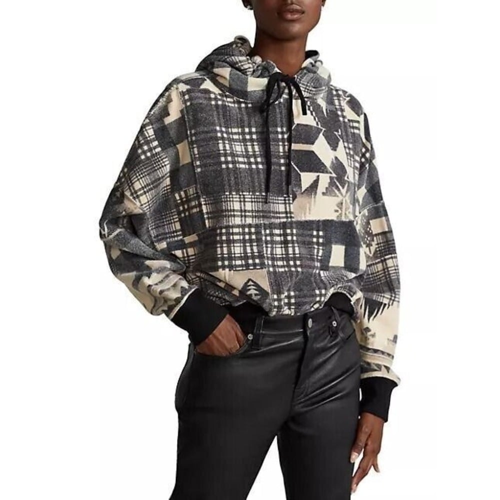 NEW Polo Ralph Lauren Women's S Fleece Patchwork Hoodie • Reg Price $168