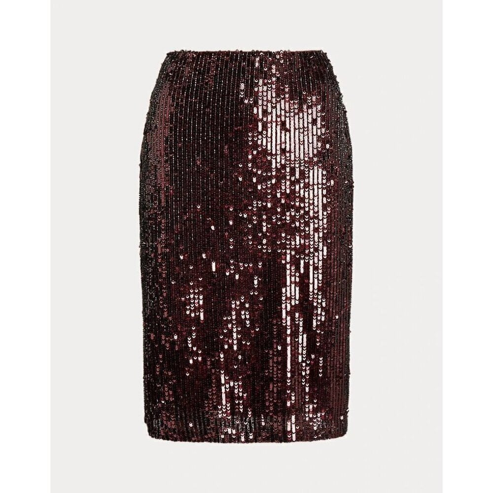 NEW Lauren Ralph Lauren Women's Sequined Tulle Pencil Skirt • Reg Price $295