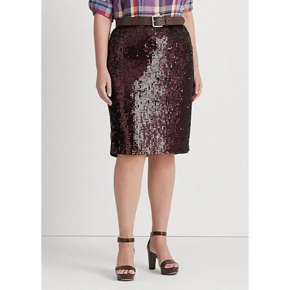 NEW Lauren Ralph Lauren Women's Sequined Tulle Pencil Skirt • Reg Price $295