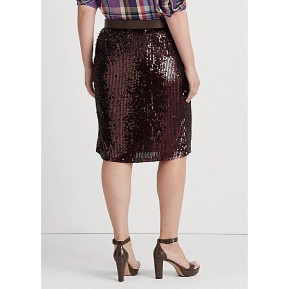 NEW Lauren Ralph Lauren Women's Sequined Tulle Pencil Skirt • Reg Price $295