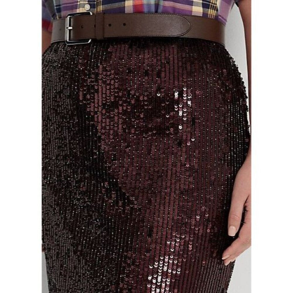 NEW Lauren Ralph Lauren Women's Sequined Tulle Pencil Skirt • Reg Price $295